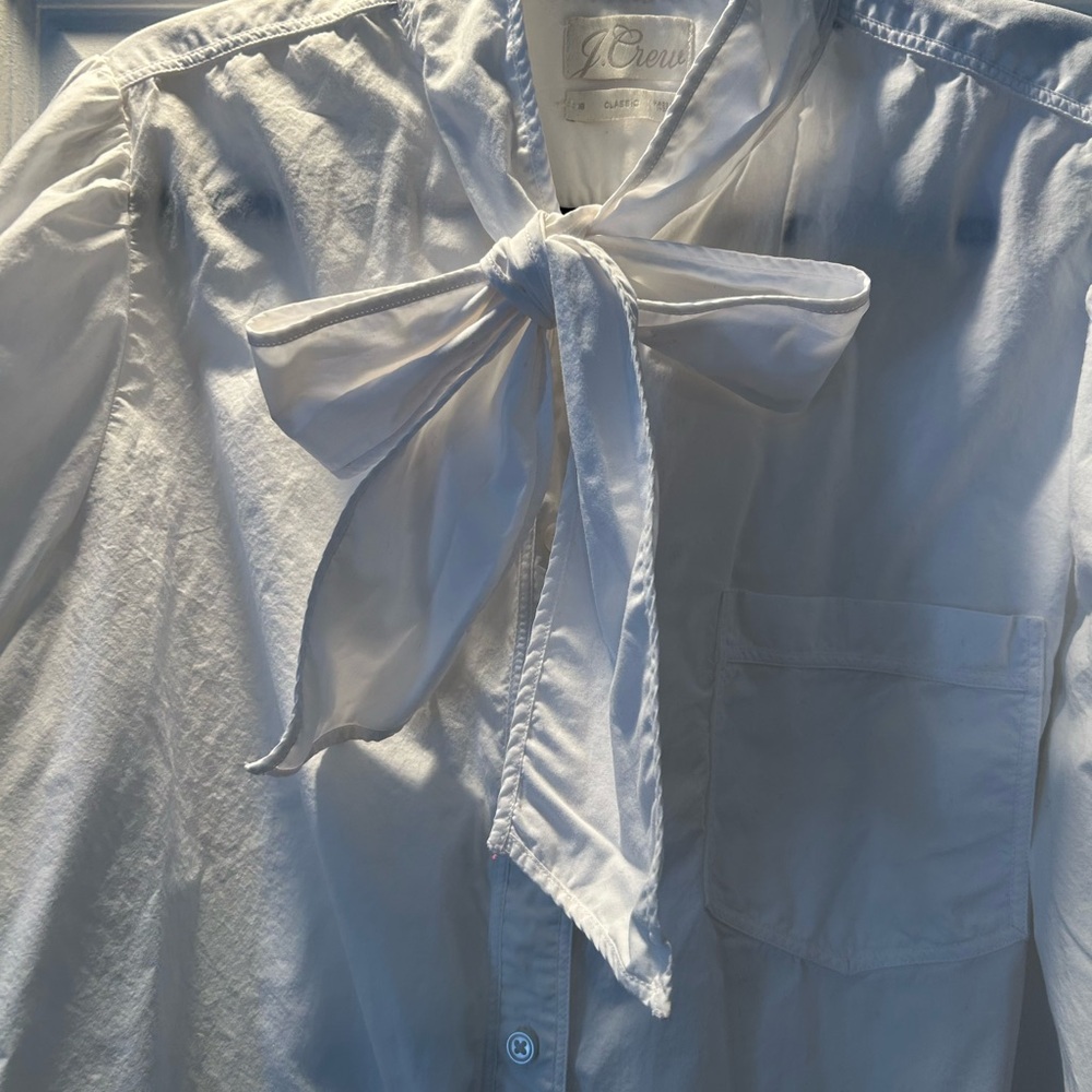 J.Crew White Bow Blouse - Picture 2 of 4